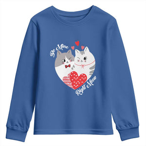 Valentine's Day Funny Cat Lover Youth Sweatshirt Be Mine Right Meow TS09 Royal Blue Print Your Wear