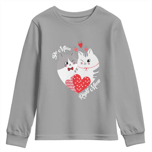 Valentine's Day Funny Cat Lover Youth Sweatshirt Be Mine Right Meow TS09 Sport Gray Print Your Wear