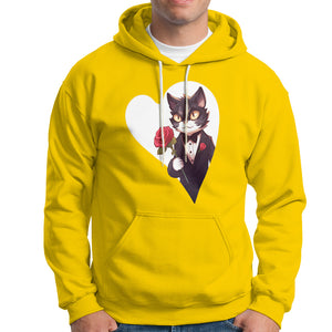 Valentine's Day Hoodie Tuxedo Cat Valentine Heart for Kitten and Animal Lovers TS09 Daisy Printyourwear