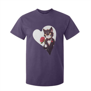 Valentine's Day T Shirt For Kid Tuxedo Cat Valentine Heart for Kitten and Animal Lovers TS09 Purple Print Your Wear