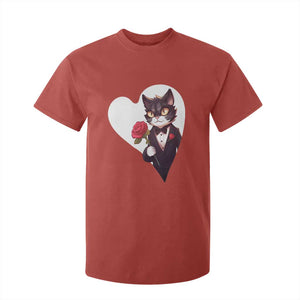 Valentine's Day T Shirt For Kid Tuxedo Cat Valentine Heart for Kitten and Animal Lovers TS09 Red Print Your Wear