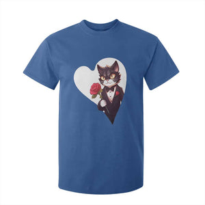 Valentine's Day T Shirt For Kid Tuxedo Cat Valentine Heart for Kitten and Animal Lovers TS09 Royal Blue Print Your Wear