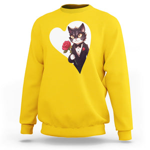 Valentine's Day Sweatshirt Tuxedo Cat Valentine Heart for Kitten and Animal Lovers TS09 Daisy Printyourwear