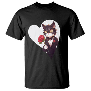 Valentine's Day T Shirt Tuxedo Cat Valentine Heart for Kitten and Animal Lovers TS09 Black Printyourwear