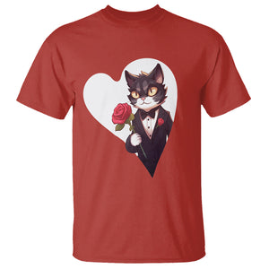 Valentine's Day T Shirt Tuxedo Cat Valentine Heart for Kitten and Animal Lovers TS09 Red Printyourwear