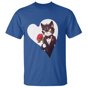 Valentine's Day T Shirt Tuxedo Cat Valentine Heart for Kitten and Animal Lovers TS09 Royal Blue Printyourwear