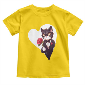 Valentine's Day Toddler T Shirt Tuxedo Cat Valentine Heart for Kitten and Animal Lovers TS09 Daisy Print Your Wear