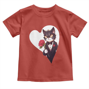 Valentine's Day Toddler T Shirt Tuxedo Cat Valentine Heart for Kitten and Animal Lovers TS09 Red Print Your Wear