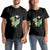 Valentine's Day Couple Matching T Shirt Cat Riding Dinosaur Cool Tuxedo On Suit And Take Rose TS09 Black Print Your Wear