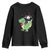 Valentine's Day Youth Sweatshirt Cat Riding Dinosaur Cool Tuxedo On Suit And Take Rose TS09 Black Print Your Wear