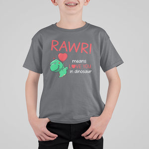 Valentine's Day T Shirt For Kid Rawr Means Love You in Dinosaur Cute Heart Ballon TS09 Charcoal Printyourwear