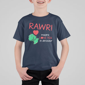 Valentine's Day T Shirt For Kid Rawr Means Love You in Dinosaur Cute Heart Ballon TS09 Navy Printyourwear