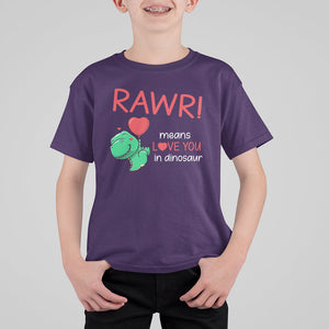 Valentine's Day T Shirt For Kid Rawr Means Love You in Dinosaur Cute Heart Ballon TS09 Purple Printyourwear