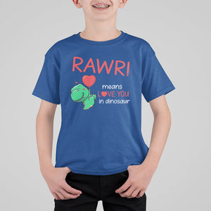 Valentine's Day T Shirt For Kid Rawr Means Love You in Dinosaur Cute Heart Ballon TS09 Royal Blue Printyourwear