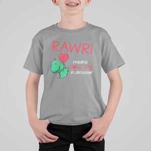 Valentine's Day T Shirt For Kid Rawr Means Love You in Dinosaur Cute Heart Ballon TS09 Sport Gray Printyourwear