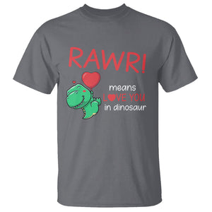 Valentine's Day T Shirt Rawr Means Love You in Dinosaur Cute Heart Ballon TS09 Charcoal Printyourwear