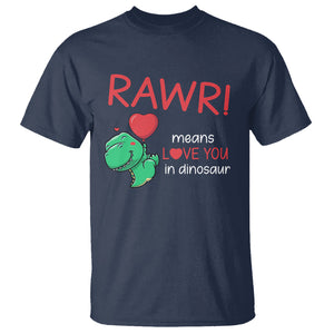 Valentine's Day T Shirt Rawr Means Love You in Dinosaur Cute Heart Ballon TS09 Navy Printyourwear