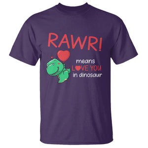 Valentine's Day T Shirt Rawr Means Love You in Dinosaur Cute Heart Ballon TS09 Purple Printyourwear