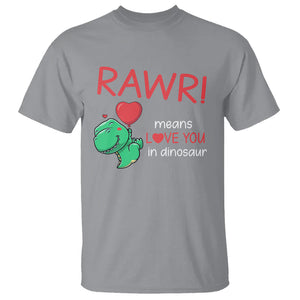 Valentine's Day T Shirt Rawr Means Love You in Dinosaur Cute Heart Ballon TS09 Sport Gray Printyourwear