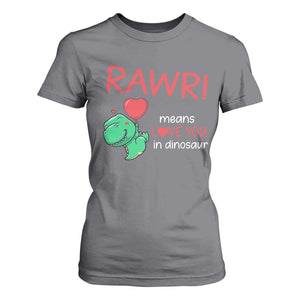 Valentine's Day T Shirt For Women Rawr Means Love You in Dinosaur Cute Heart Ballon TS09 Charcoal Print Your Wear