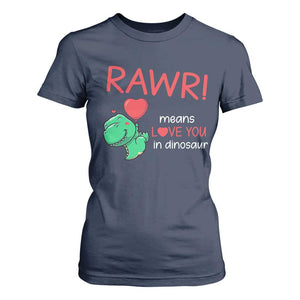 Valentine's Day T Shirt For Women Rawr Means Love You in Dinosaur Cute Heart Ballon TS09 Navy Print Your Wear