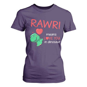 Valentine's Day T Shirt For Women Rawr Means Love You in Dinosaur Cute Heart Ballon TS09 Purple Print Your Wear