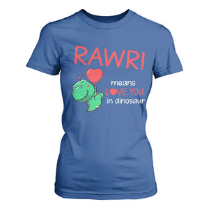 Valentine's Day T Shirt For Women Rawr Means Love You in Dinosaur Cute Heart Ballon TS09 Royal Blue Print Your Wear