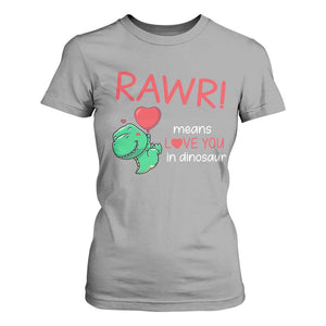 Valentine's Day T Shirt For Women Rawr Means Love You in Dinosaur Cute Heart Ballon TS09 Sport Gray Print Your Wear