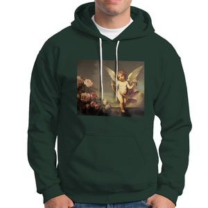 Valentine's Day Hoodie Cupid Cherubs Art Valentine Angel Rose Garden Aesthetic TS09 Dark Forest Green Printyourwear