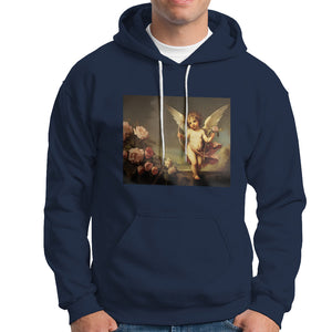 Valentine's Day Hoodie Cupid Cherubs Art Valentine Angel Rose Garden Aesthetic TS09 Navy Printyourwear