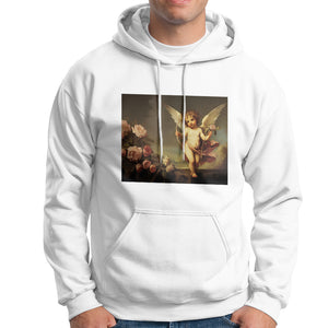 Valentine's Day Hoodie Cupid Cherubs Art Valentine Angel Rose Garden Aesthetic TS09 White Printyourwear