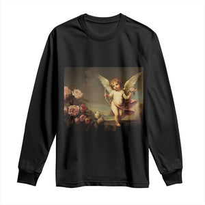 Valentine's Day Long Sleeve Shirt Cupid Cherubs Art Valentine Angel Rose Garden Aesthetic TS09 Black Print Your Wear