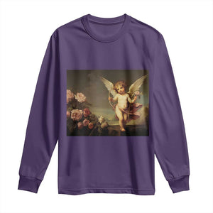 Valentine's Day Long Sleeve Shirt Cupid Cherubs Art Valentine Angel Rose Garden Aesthetic TS09 Purple Print Your Wear