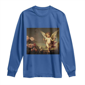 Valentine's Day Long Sleeve Shirt Cupid Cherubs Art Valentine Angel Rose Garden Aesthetic TS09 Royal Blue Print Your Wear