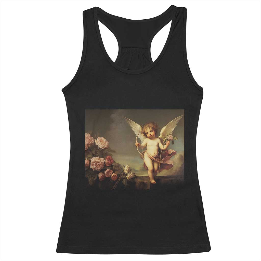 Valentine's Day Racerback Tank Top Cupid Cherubs Art Valentine Angel Rose Garden Aesthetic TS09 Black Print Your Wear