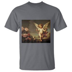 Valentine's Day T Shirt Cupid Cherubs Art Valentine Angel Rose Garden Aesthetic TS09 Charcoal Printyourwear