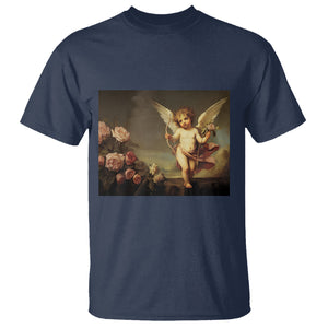 Valentine's Day T Shirt Cupid Cherubs Art Valentine Angel Rose Garden Aesthetic TS09 Navy Printyourwear