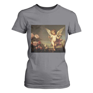 Valentine's Day T Shirt For Women Cupid Cherubs Art Valentine Angel Rose Garden Aesthetic TS09 Charcoal Print Your Wear