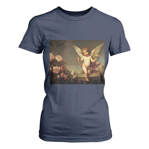 Valentine's Day T Shirt For Women Cupid Cherubs Art Valentine Angel Rose Garden Aesthetic TS09 Navy Print Your Wear