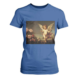 Valentine's Day T Shirt For Women Cupid Cherubs Art Valentine Angel Rose Garden Aesthetic TS09 Royal Blue Print Your Wear