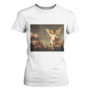 Valentine's Day T Shirt For Women Cupid Cherubs Art Valentine Angel Rose Garden Aesthetic TS09 White Print Your Wear