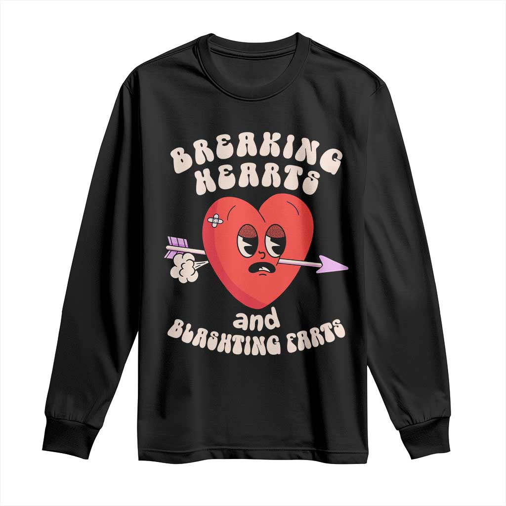 Valentine's Day Long Sleeve Shirt Breaking Hearts And Blasting Farts TS09 Black Print Your Wear