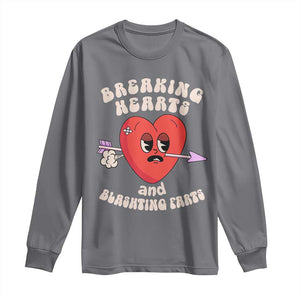 Valentine's Day Long Sleeve Shirt Breaking Hearts And Blasting Farts TS09 Charcoal Print Your Wear