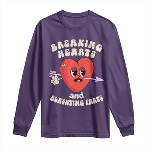 Valentine's Day Long Sleeve Shirt Breaking Hearts And Blasting Farts TS09 Purple Print Your Wear