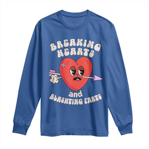 Valentine's Day Long Sleeve Shirt Breaking Hearts And Blasting Farts TS09 Royal Blue Print Your Wear