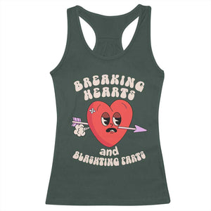 Valentine's Day Racerback Tank Top Breaking Hearts And Blasting Farts TS09 Dark Forest Green Print Your Wear
