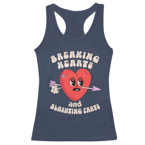 Valentine's Day Racerback Tank Top Breaking Hearts And Blasting Farts TS09 Navy Print Your Wear