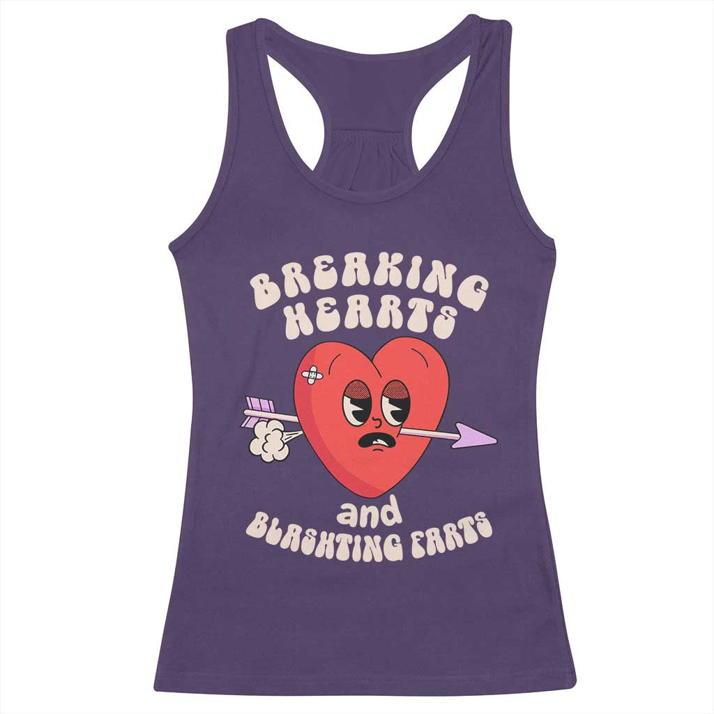 Valentine's Day Racerback Tank Top Breaking Hearts And Blasting Farts TS09 Purple Print Your Wear