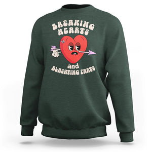 Valentine's Day Sweatshirt Breaking Hearts And Blasting Farts TS09 Dark Forest Green Printyourwear