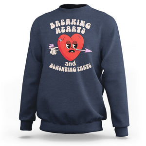 Valentine's Day Sweatshirt Breaking Hearts And Blasting Farts TS09 Navy Printyourwear